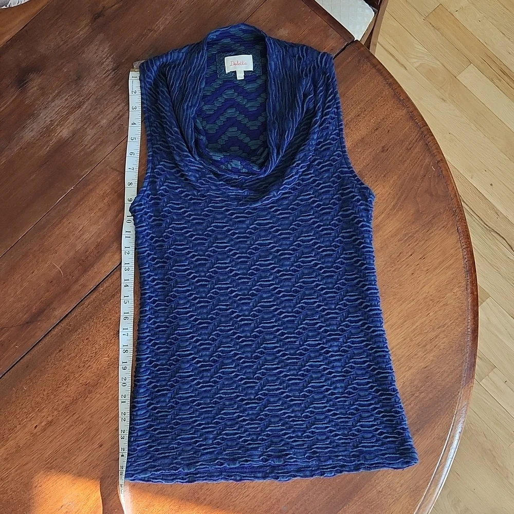 Deletta Cowl Neck Dressy Sleeveless Blouse Green, Purple Women's Small - Picture 8 of 10